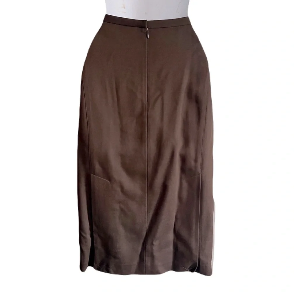 NWT Linda Allard / Ellen Tracy Brown Wool-Blend Skirt, Size 8